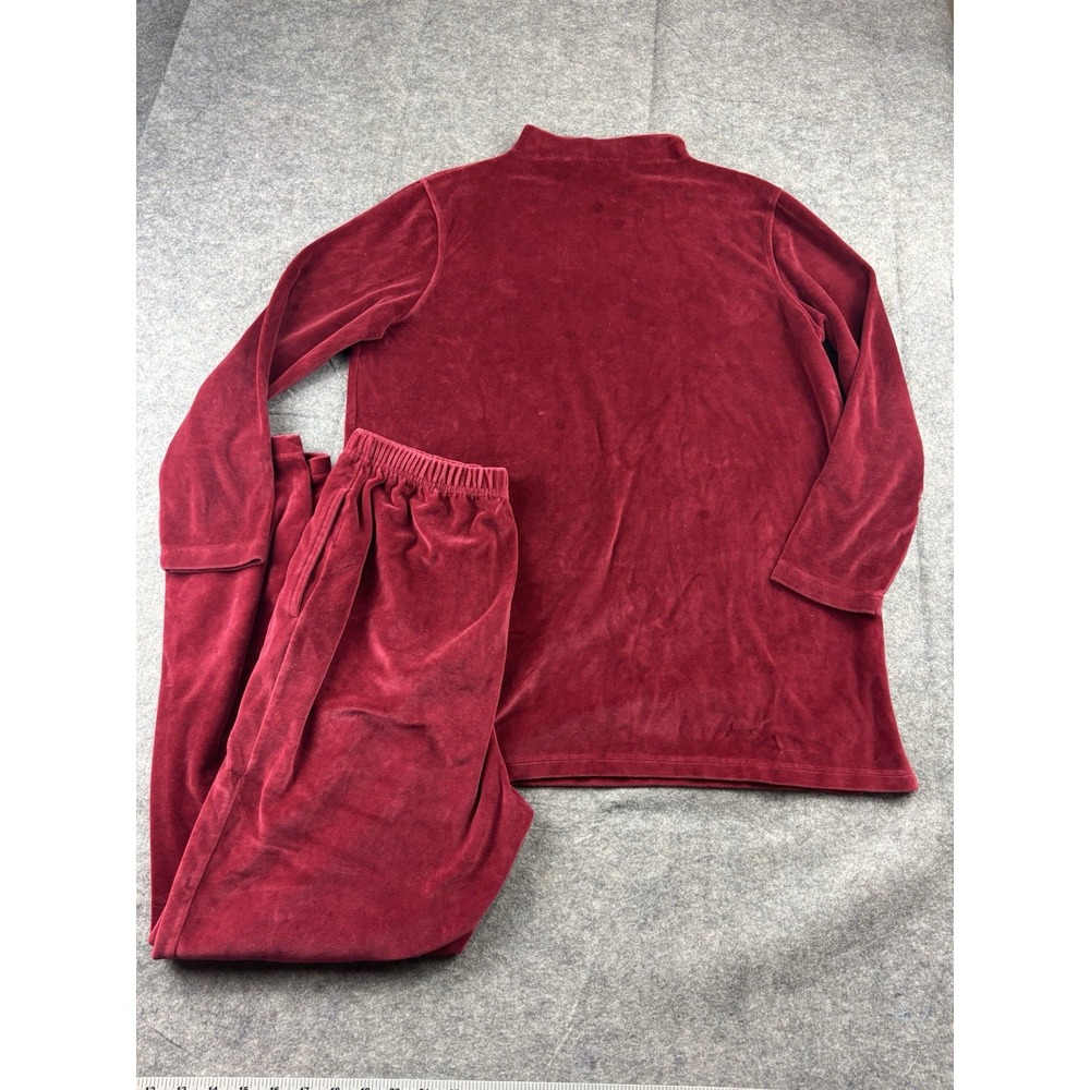 Vintage Jones New York Sport 2 Piece Red Velour Lounge Jogging Suit S/M Y2K